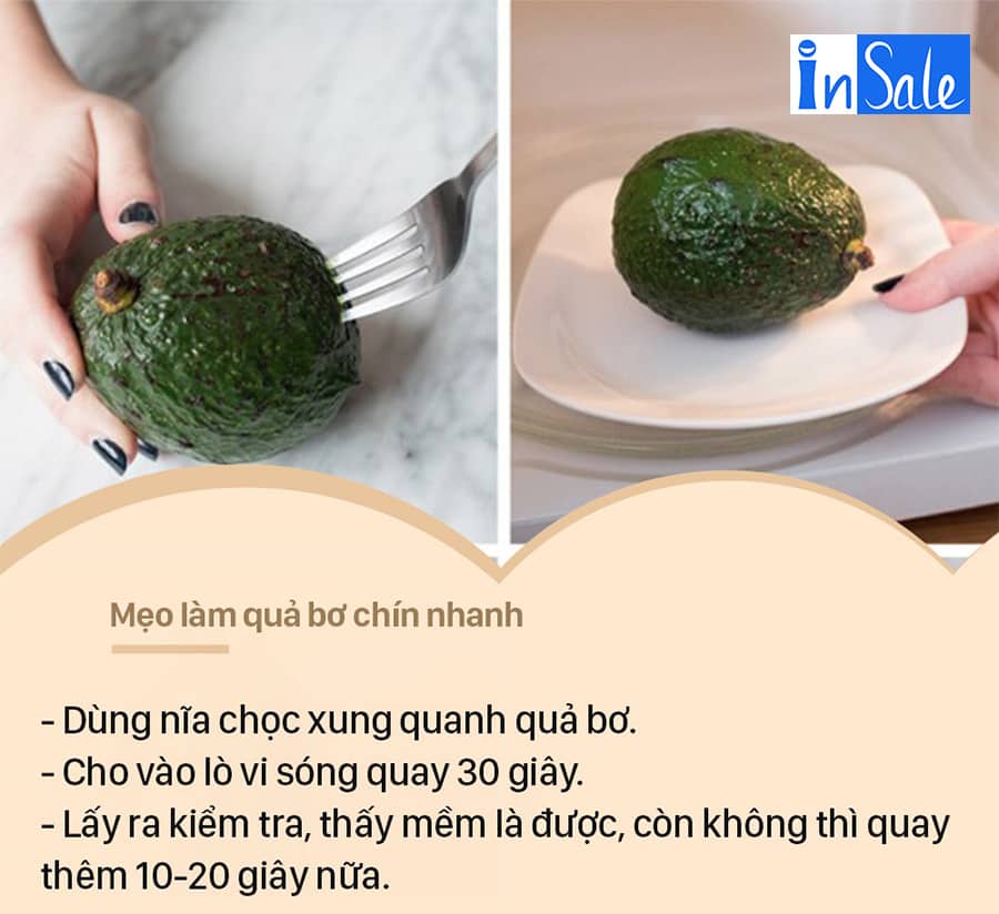 Bỏ bơ vào lò vi sóng quay để bơ chín nhanh hơn